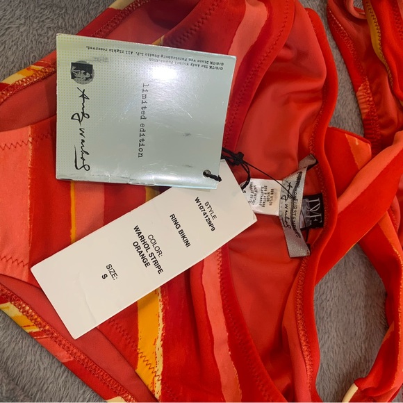 NWT Diane Von Furstenberg Andy Warhol Orange Stripe RIng Bikini Size S - Picture 5 of 6
